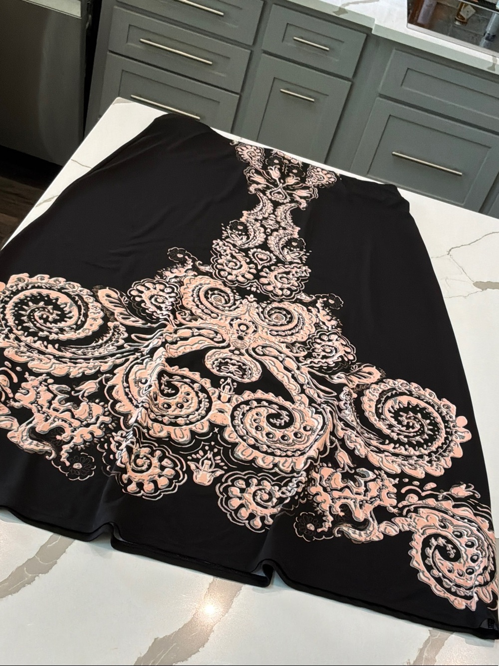 ICE XL Black Skirt with Blush Paisley Print